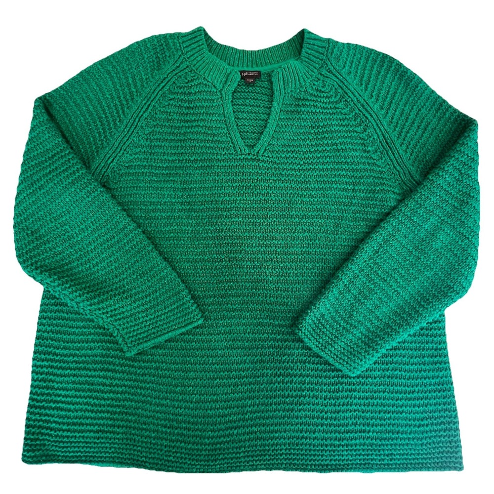 J Jill 3XL Sweater Plus Size Emerald Green 83% Cotton Relaxed Fit